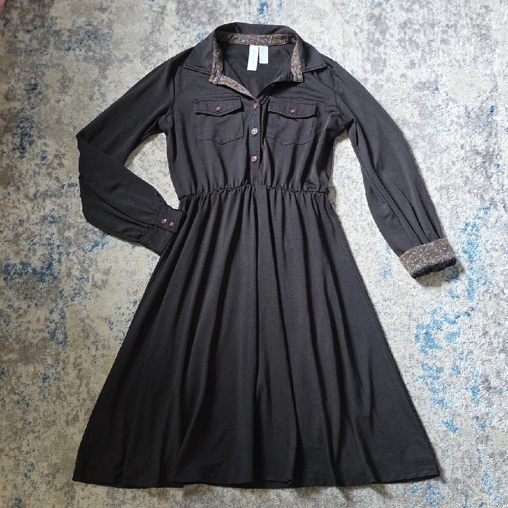 Matilda Jane Paint By Numbers Women's Size Small Ink Blot Brown‎ Dress